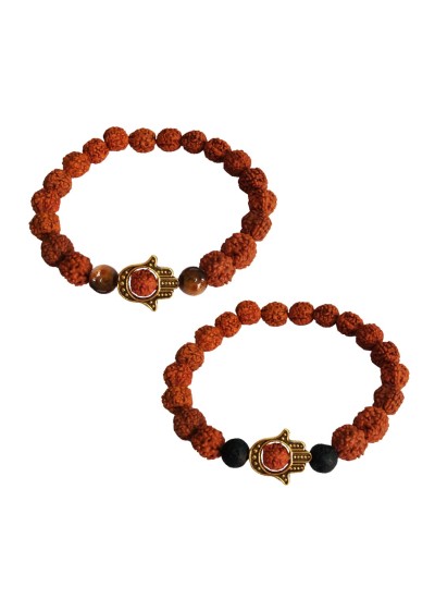 Hamsa Hand Rudraksha Beads Bracelet Combo